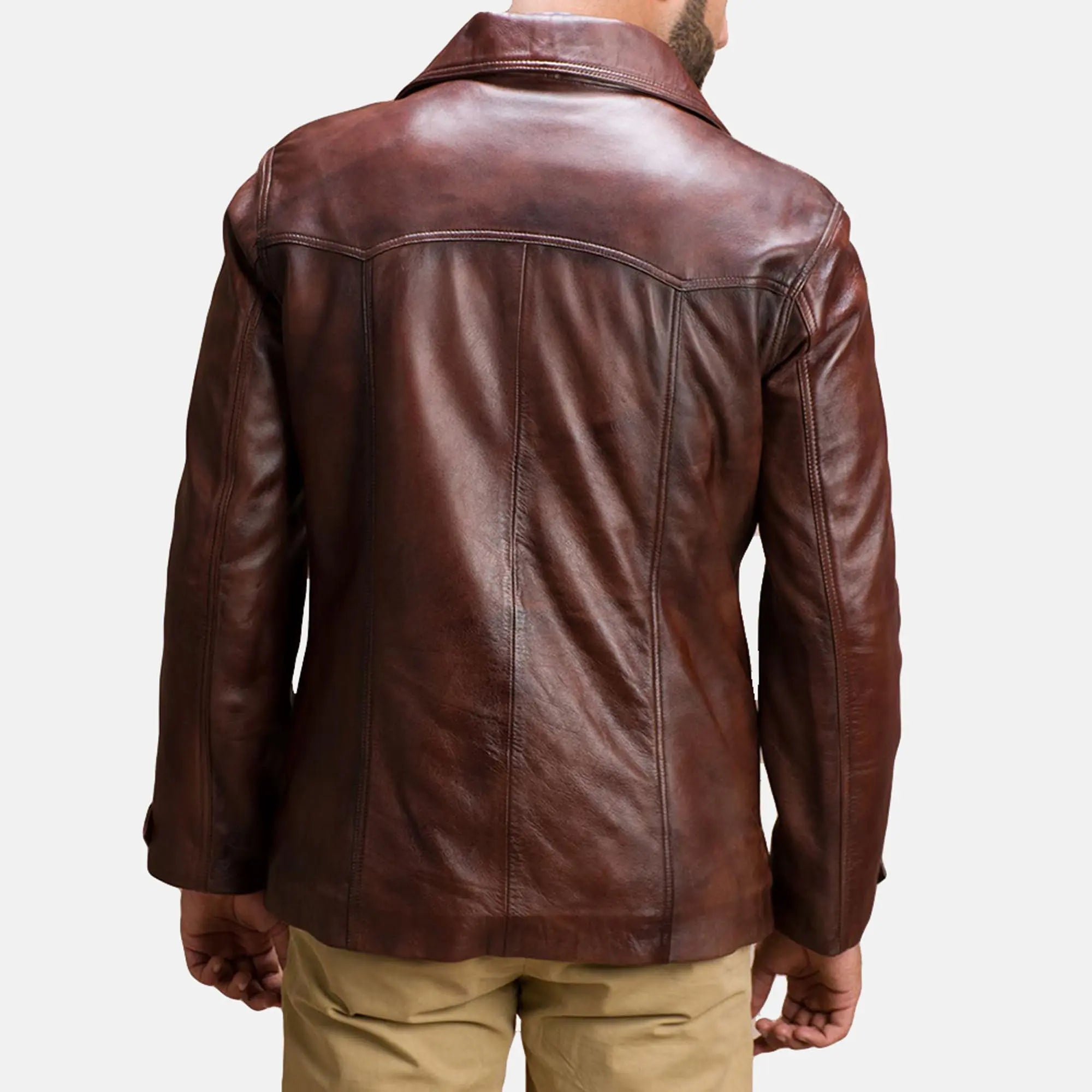 Premium brown leather jacket by Leather Taboo