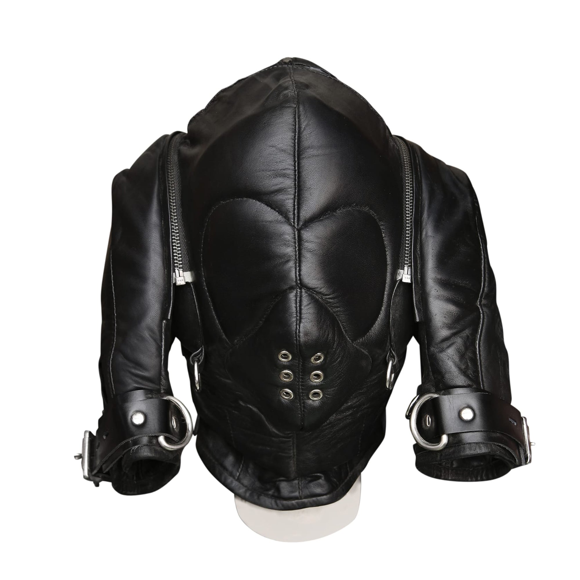 Premium genuine leather face mask with matching gloves set