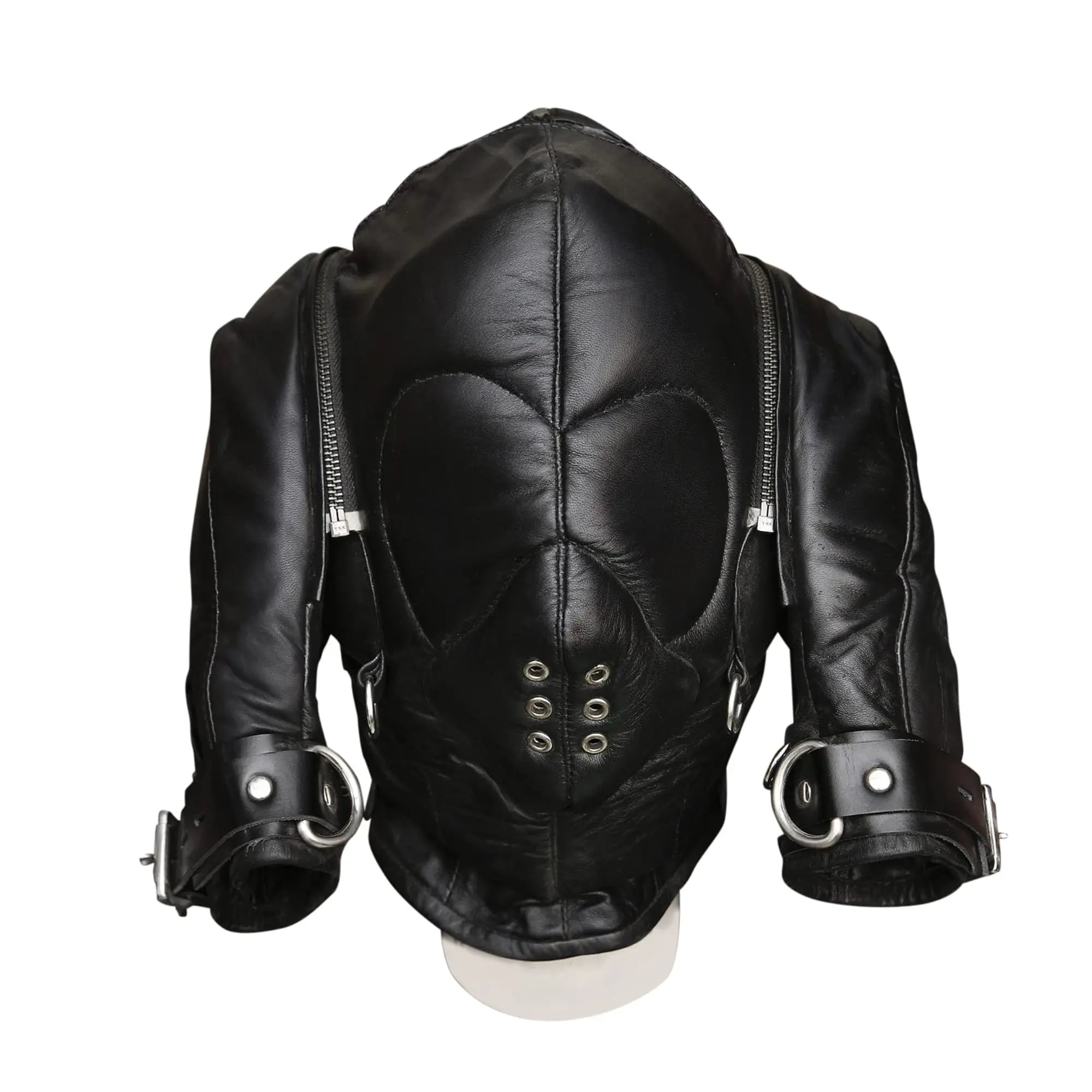 Premium genuine leather face mask with matching gloves set