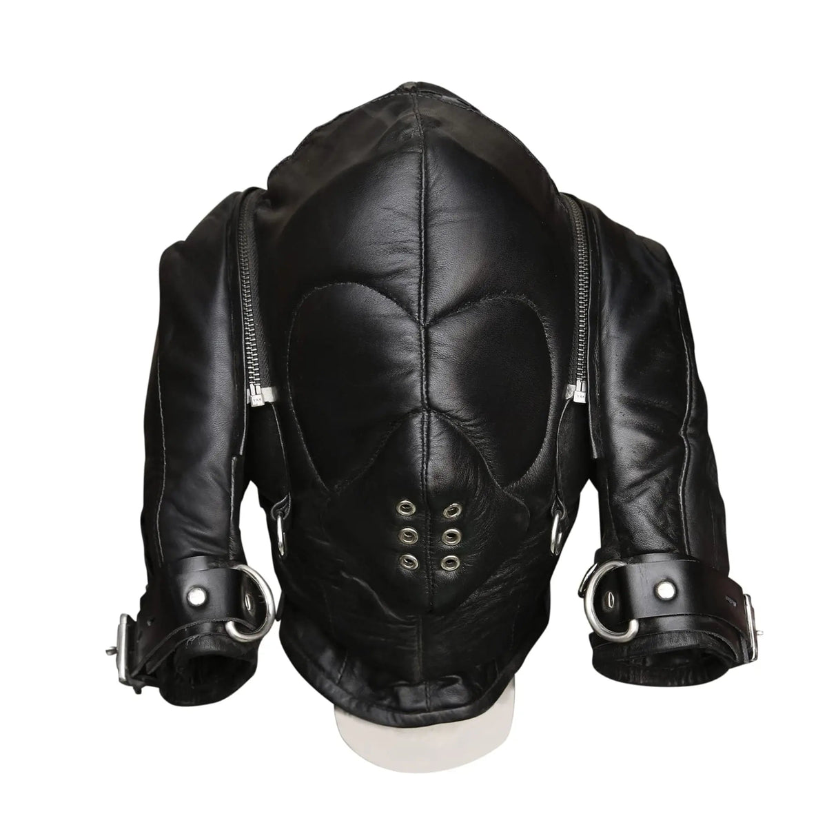 Premium genuine leather face mask with matching gloves set