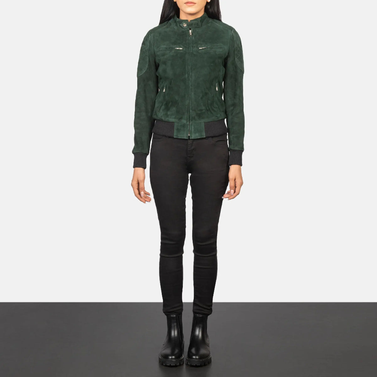 Premium green suede bomber jacket by Leather Taboo