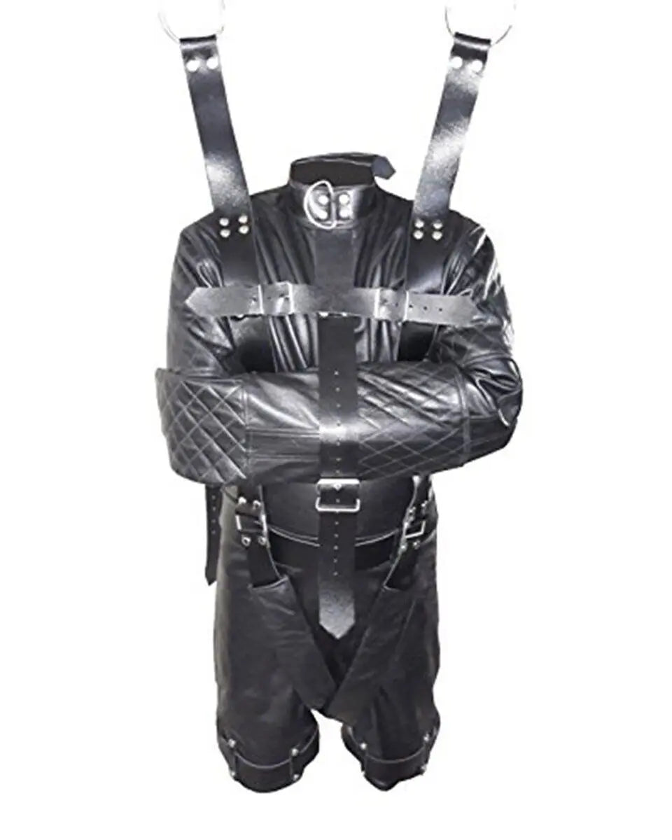 Premium leather straight cut cosplay costume jacket black