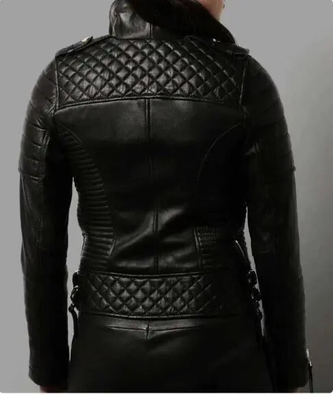 Premium men leather motorcycle jacket slim fit streetwear look
