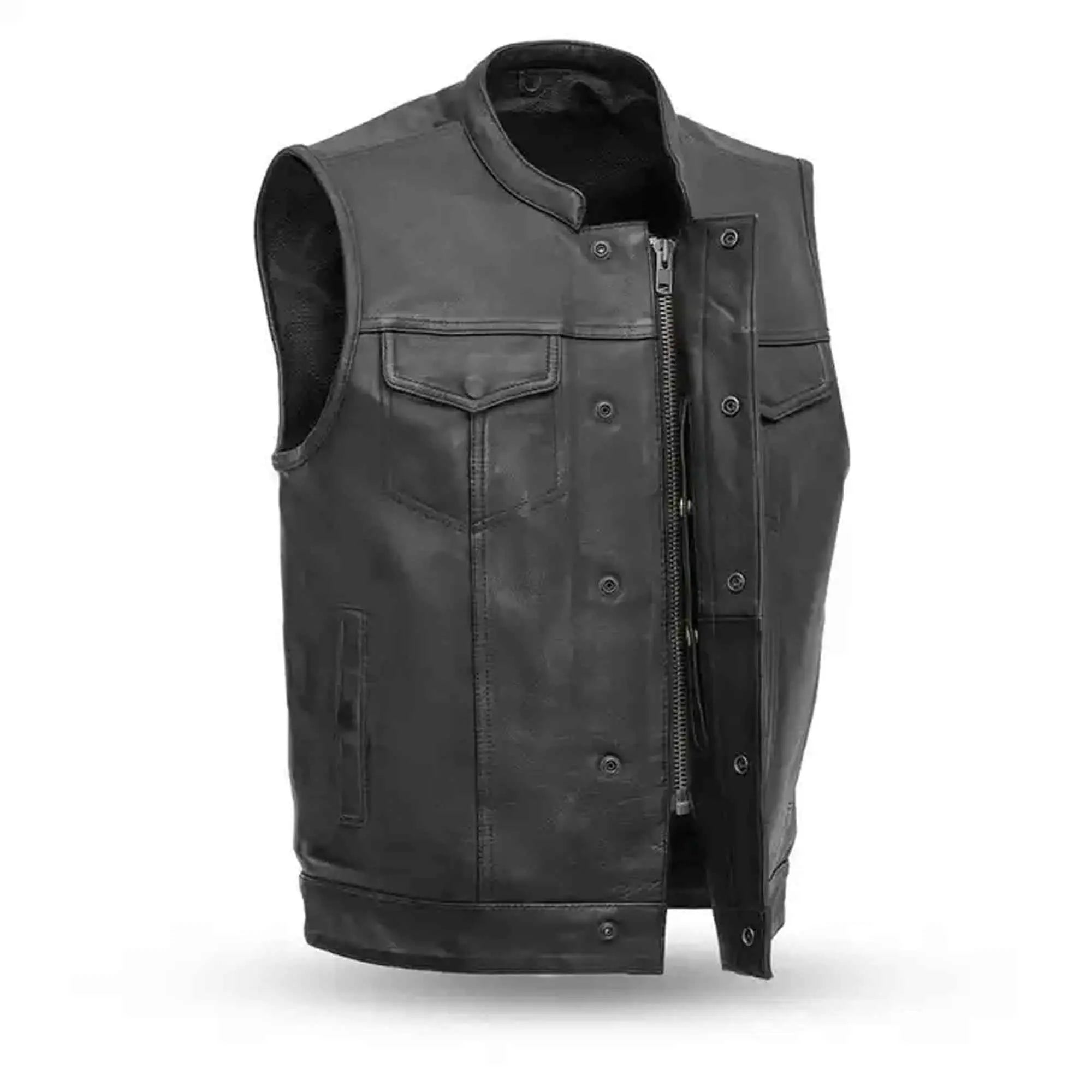 Premium perforated leather vest for motorcycle riders