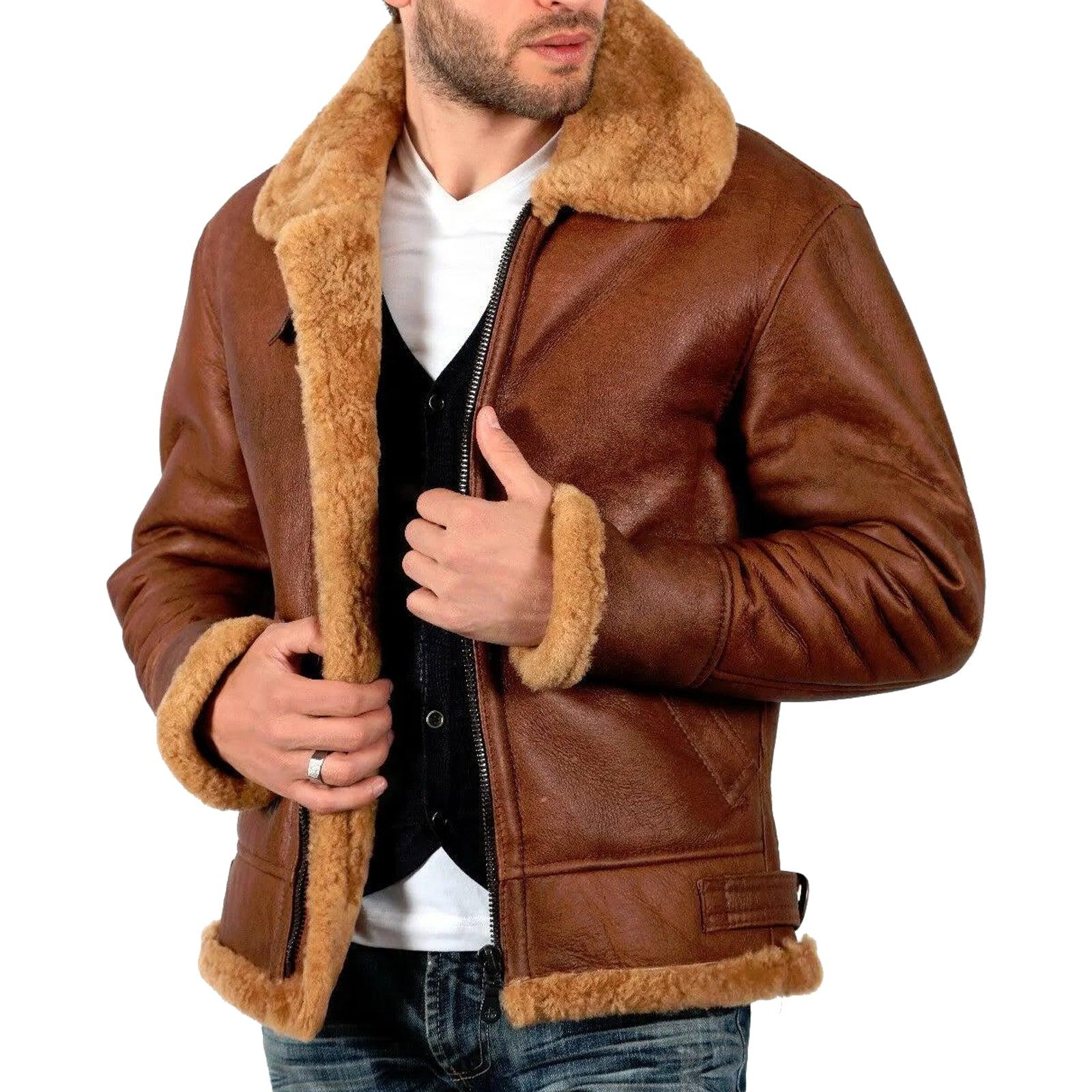 Premium Sheepskin WWII B3 Pilot Leather Jacket With Artificial FUR