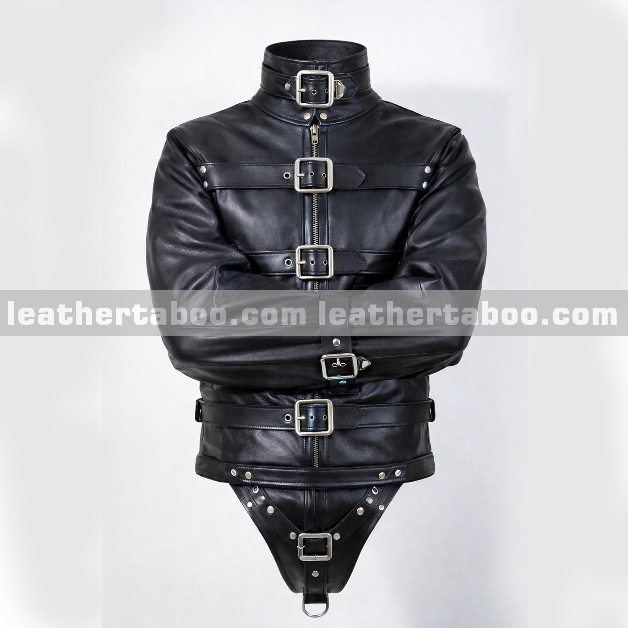 Real Black Cow Leather Heavy-Duty Straitjacket leathertaboo.com