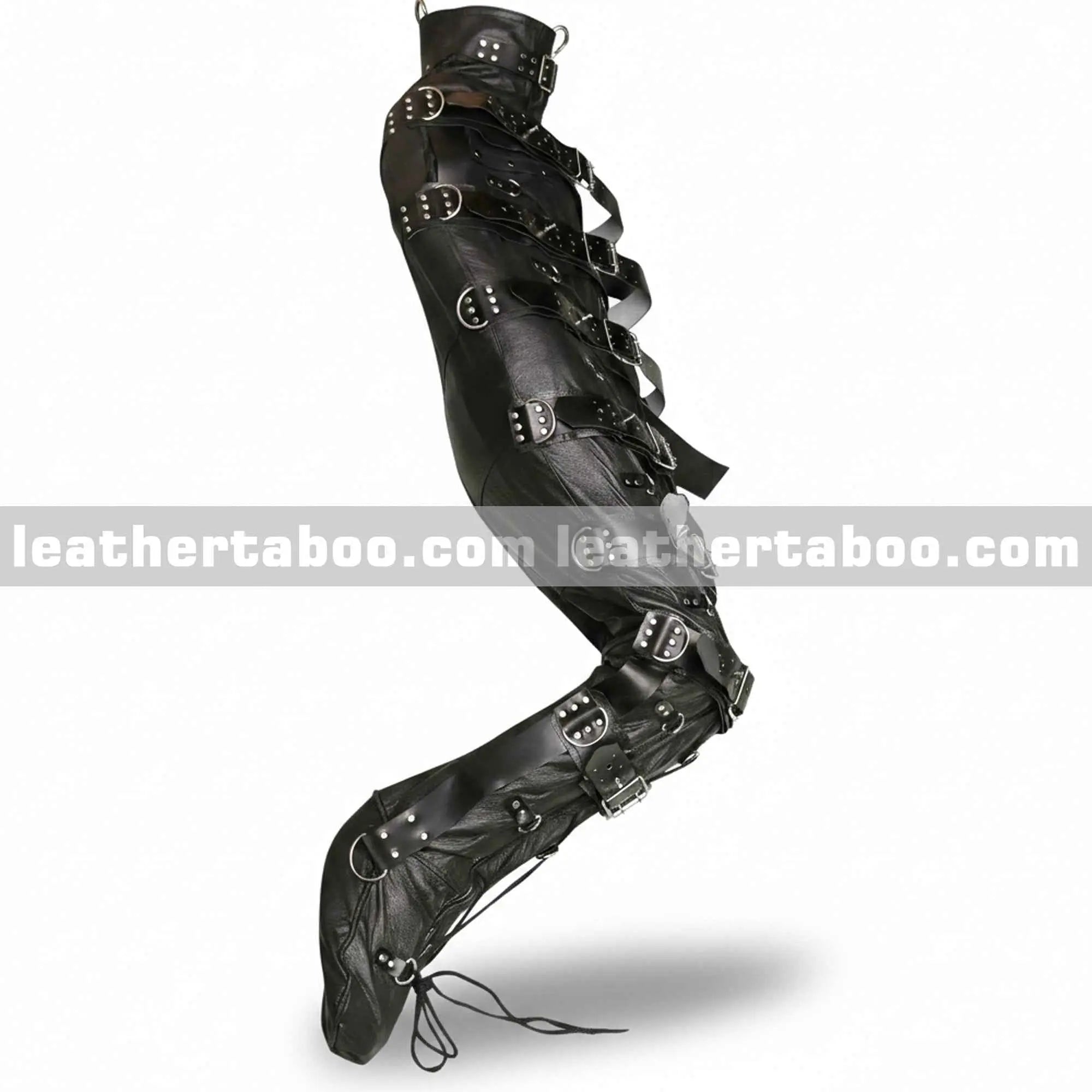 Black Leather Bondage bag Adjustable Sleep Sack Suit