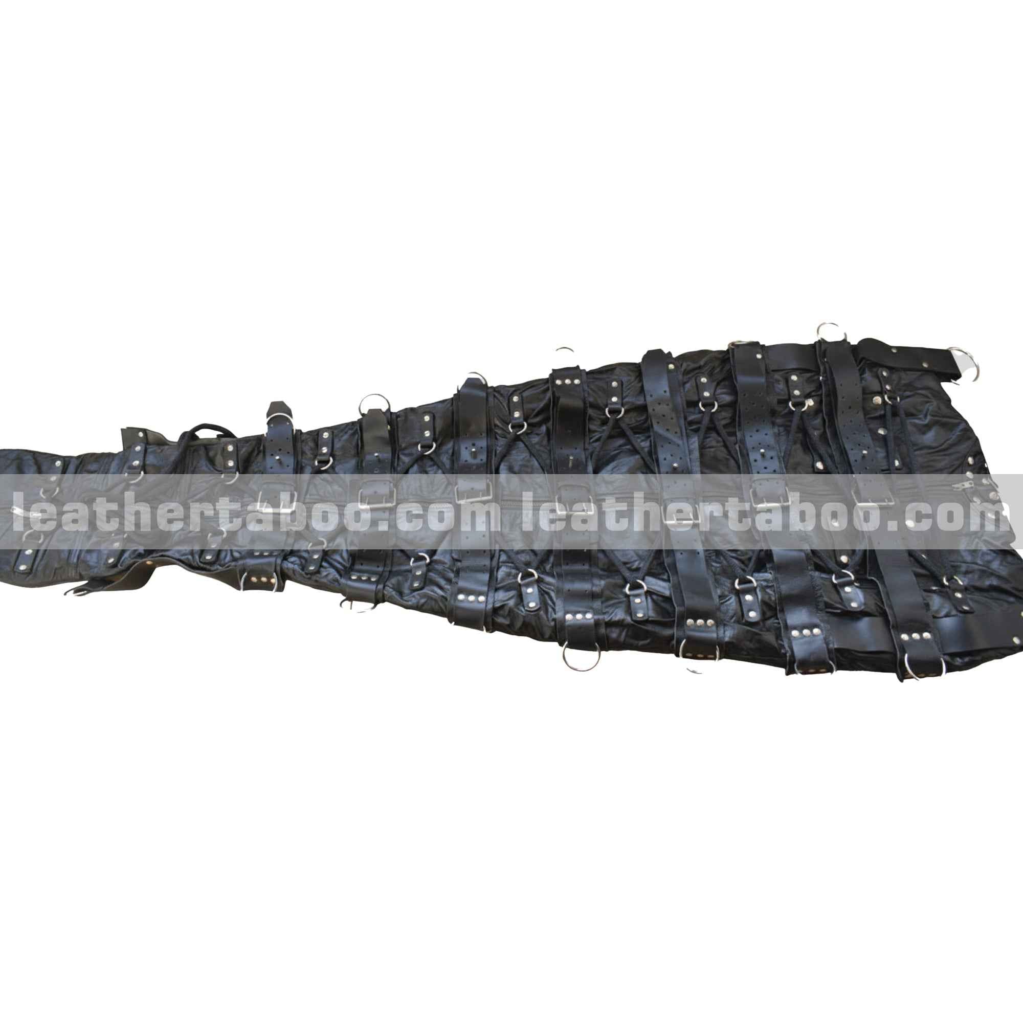 Black Leather Bondage bag Adjustable Sleep Sack Suit