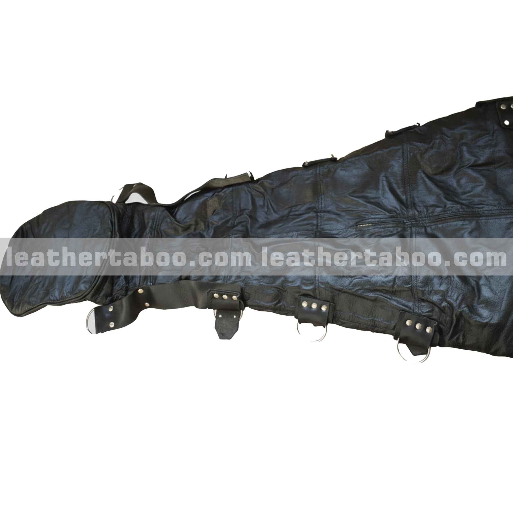 Black Leather Bondage bag Adjustable Sleep Sack Suit