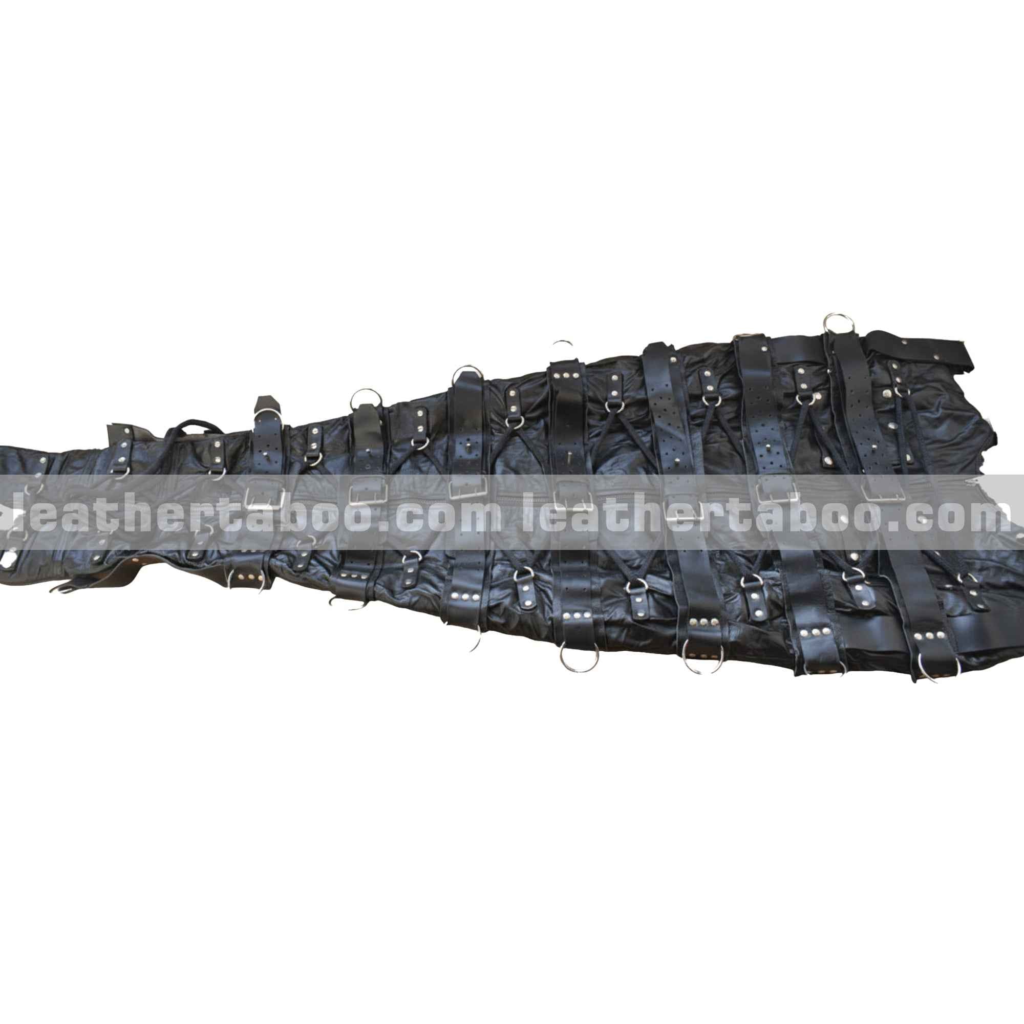 Black Leather Bondage bag Adjustable Sleep Sack Suit