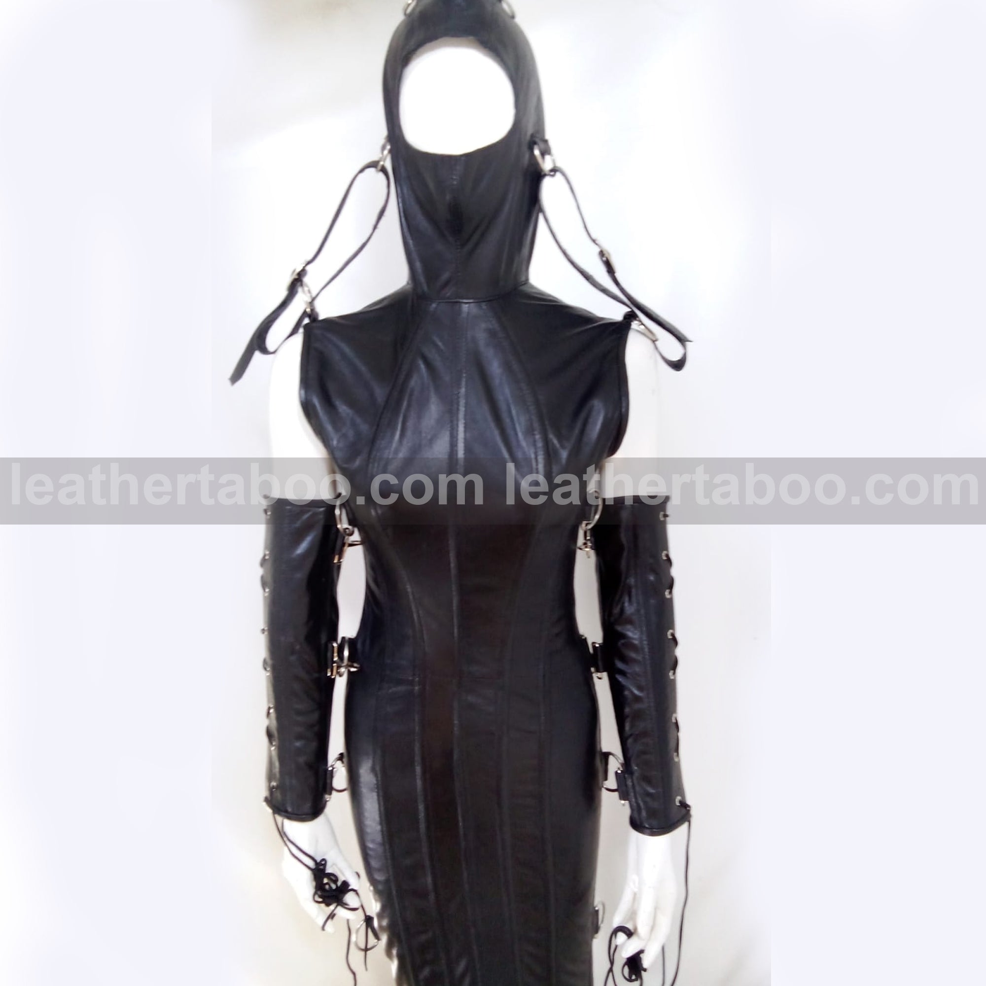 Real leather women dress magic domina dress corset hobble gothic party dress