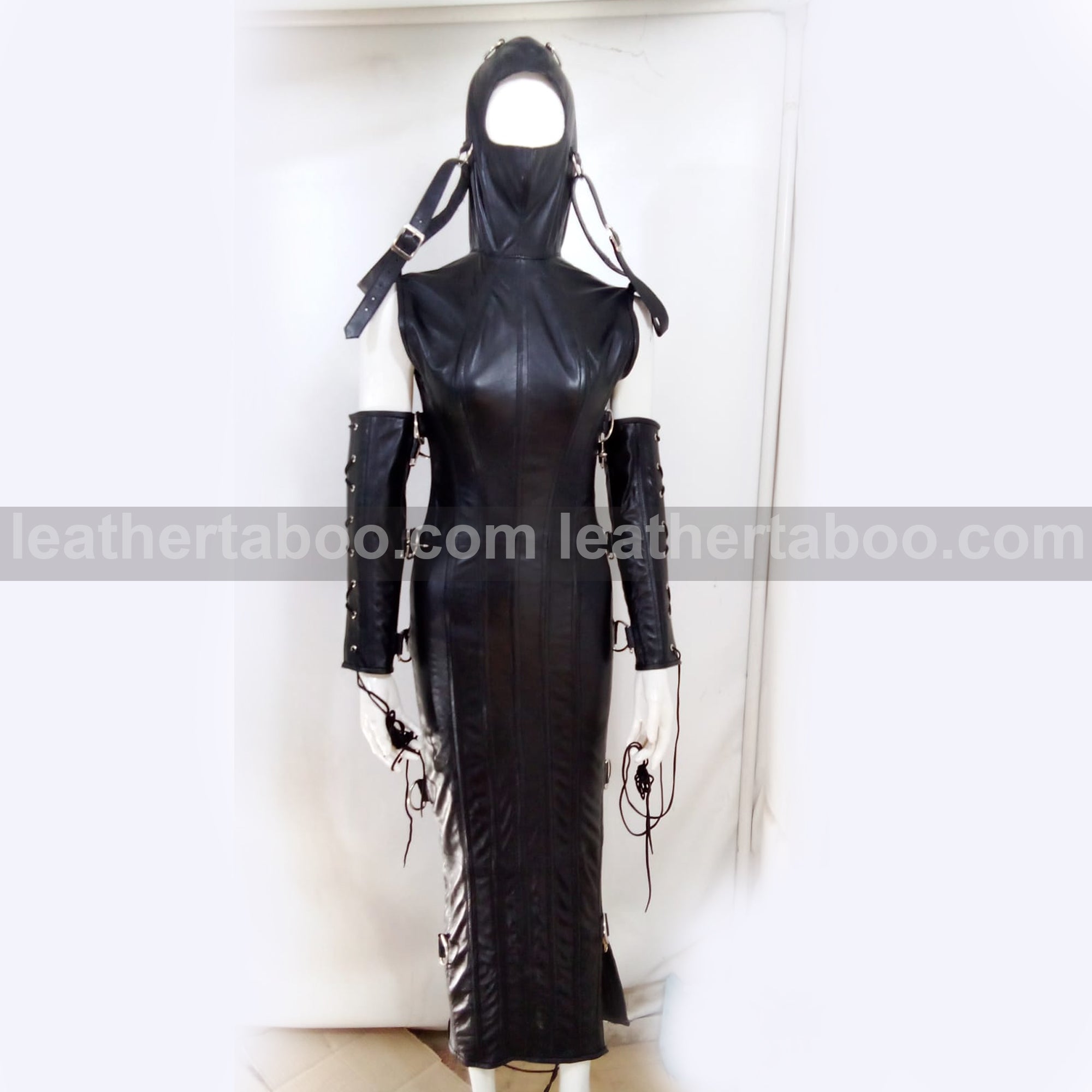 Real leather women dress magic domina dress corset hobble gothic party dress