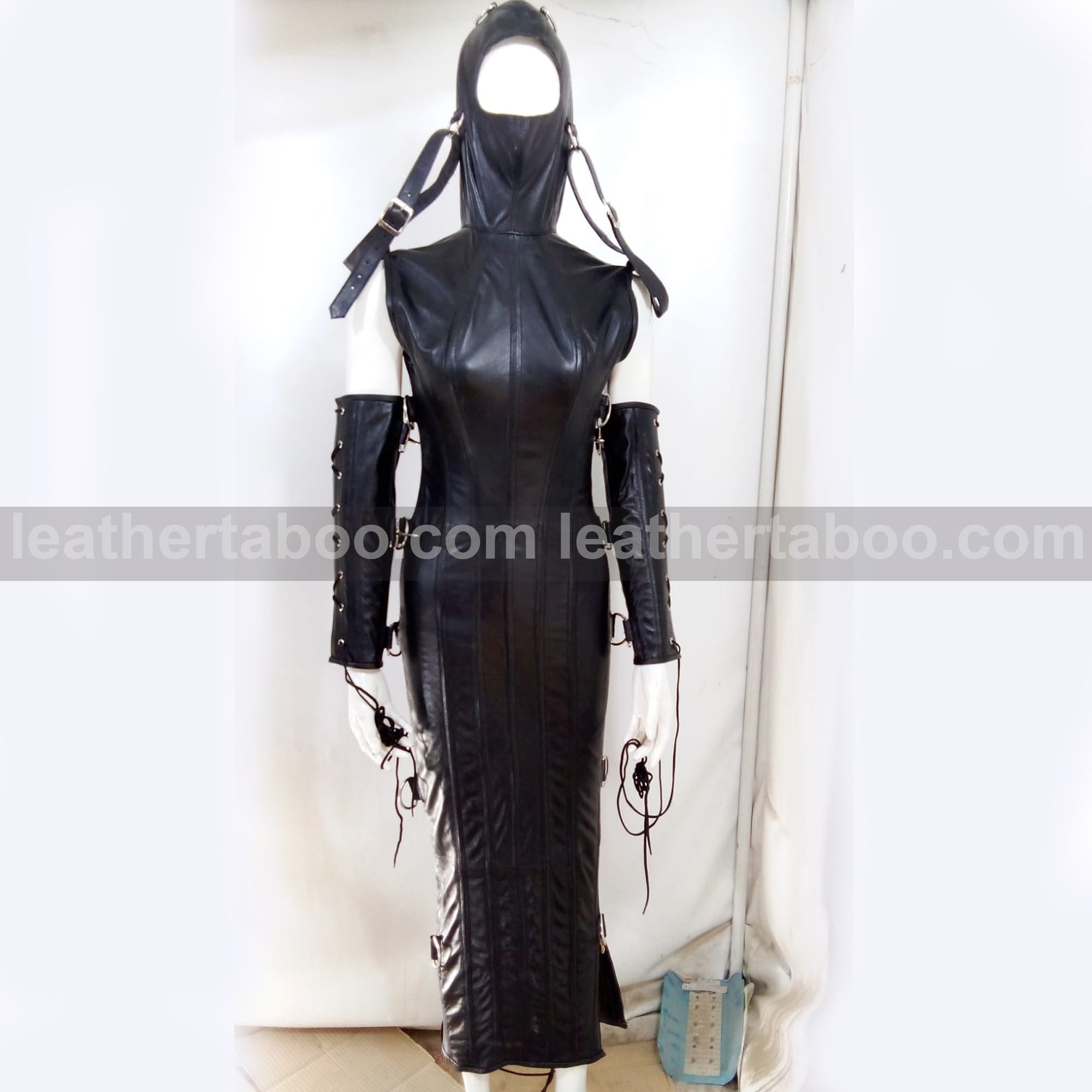 Real leather women dress magic domina dress corset hobble gothic party dress