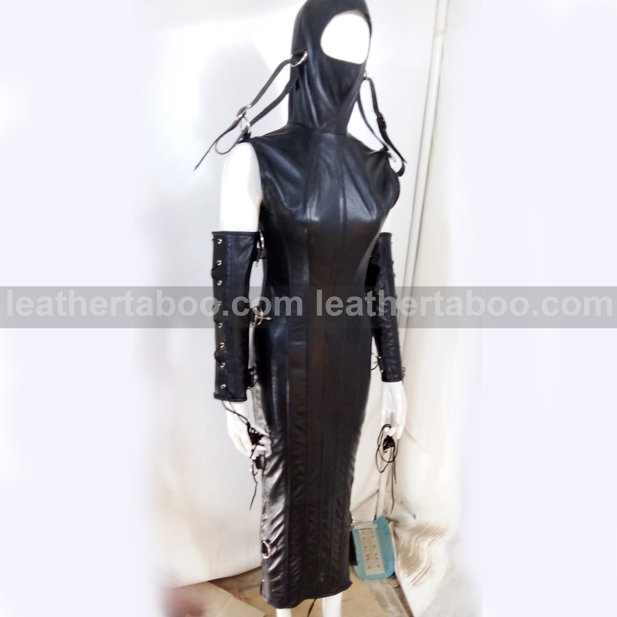 Real leather women dress magic domina dress corset hobble gothic party dress