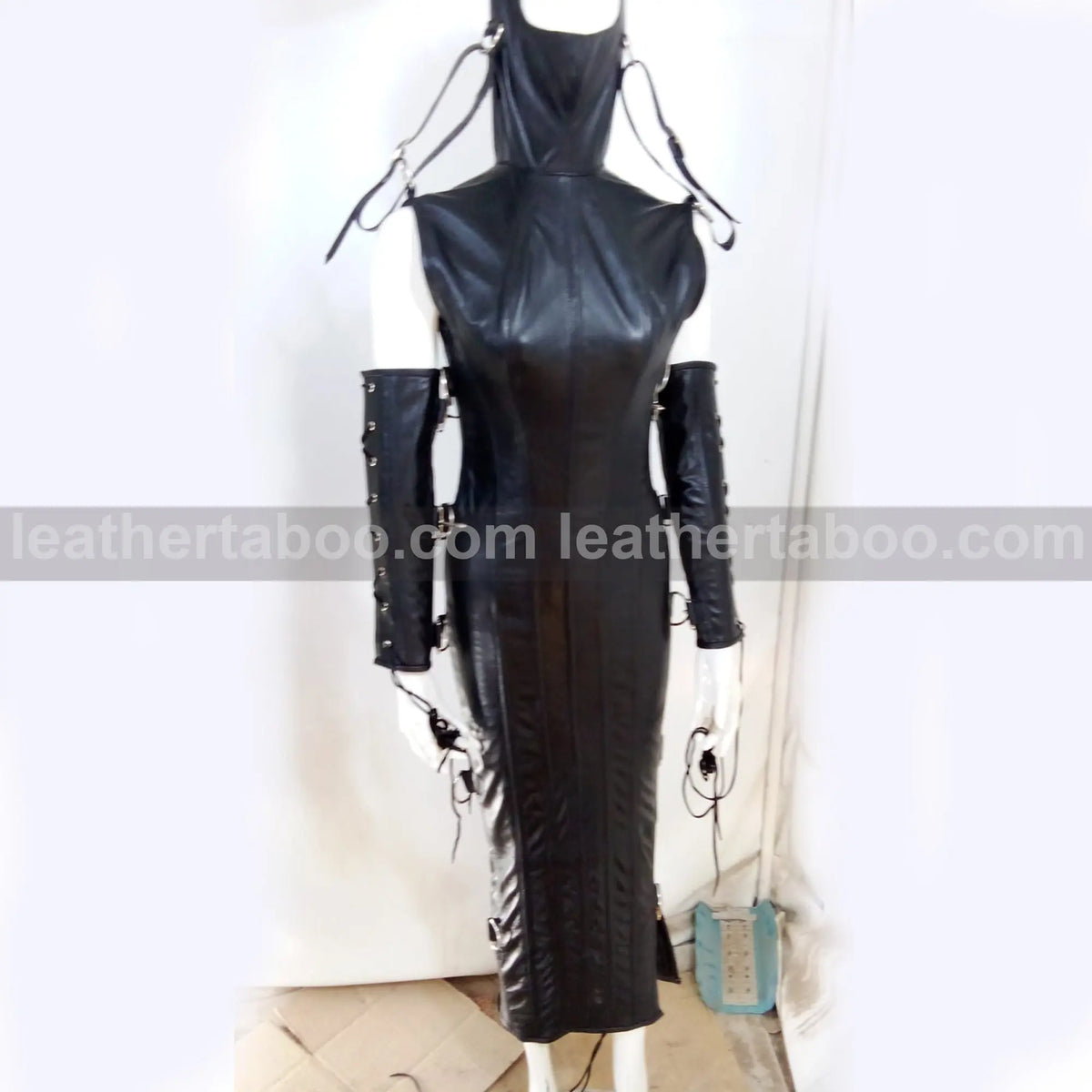 Real leather women dress magic domina dress corset hobble gothic party dress - Leather taboo