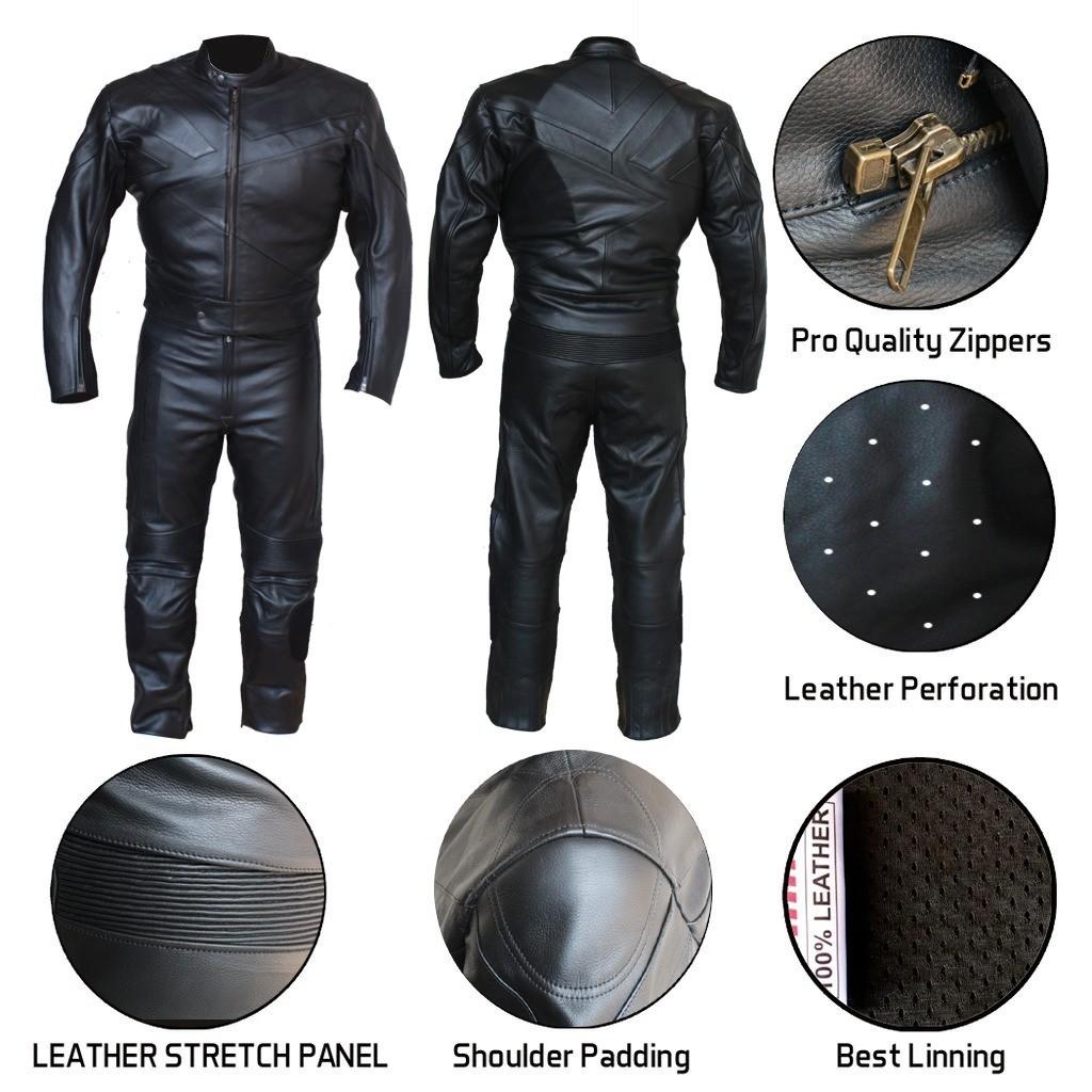 Genuine Sheepskin Leather Vintage Biker Jumpsuit Without Gloves