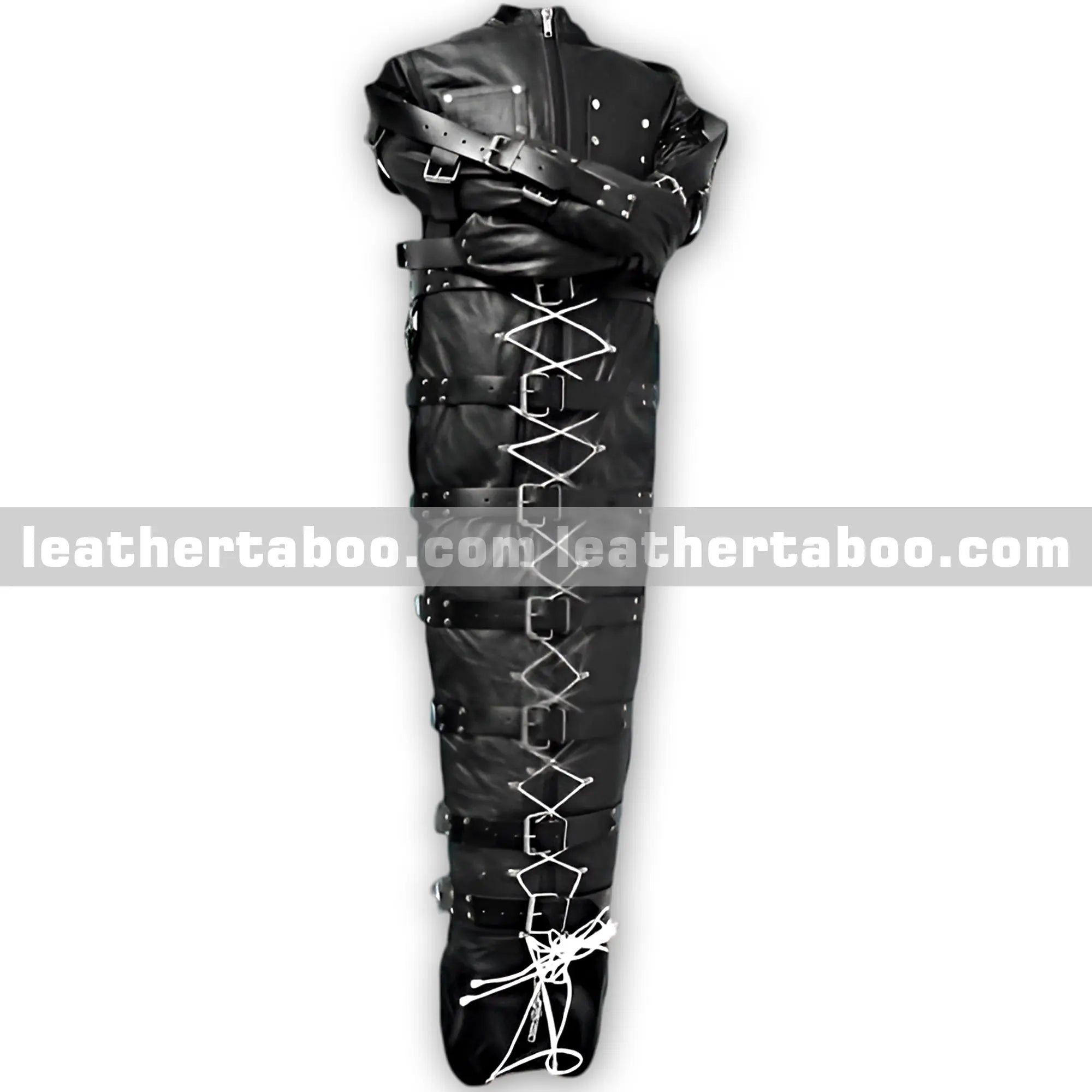 Unisex Leather Sleep Sack with Leather Lining – Full Body Restraint with Straitjacket Design - Leather taboo