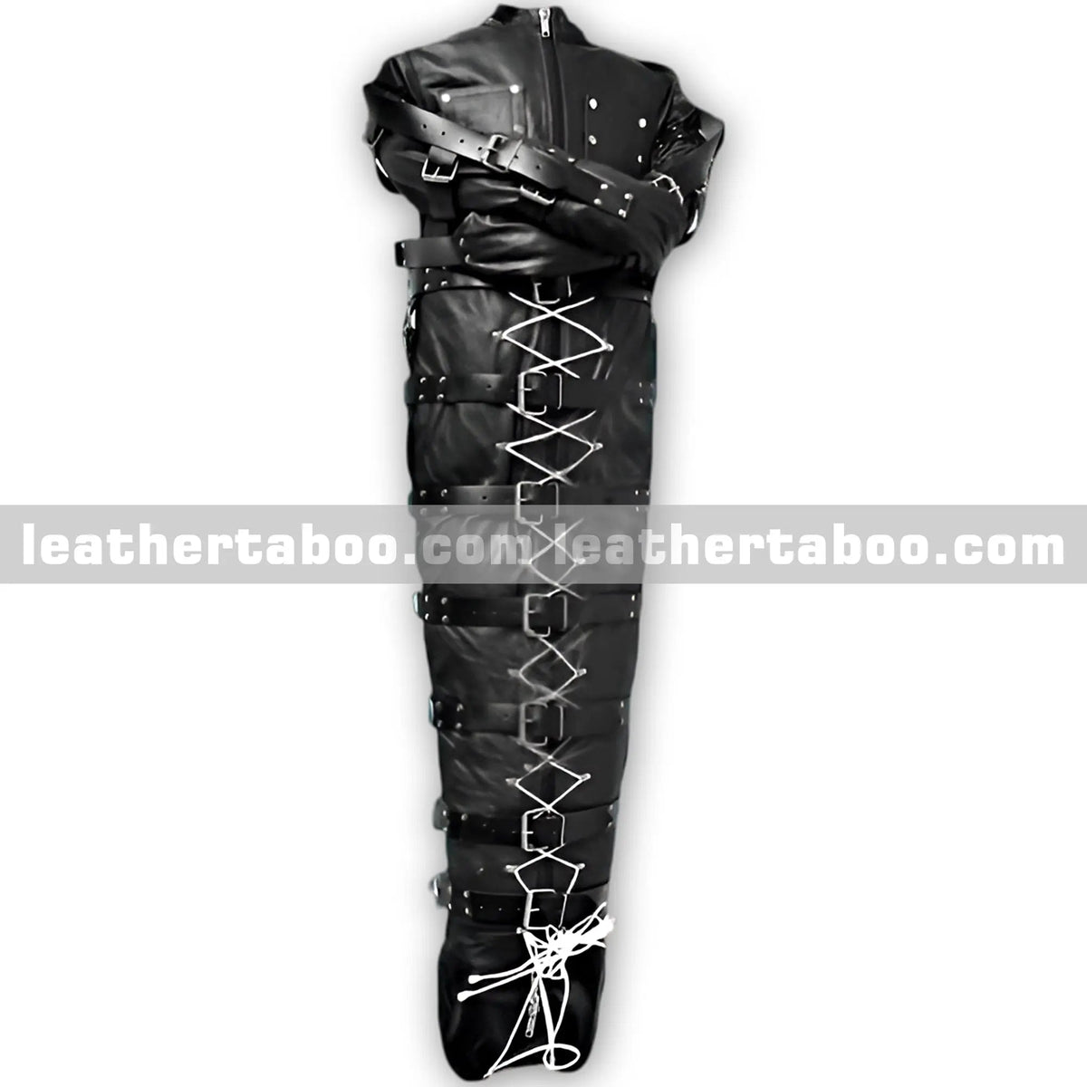 Unisex Leather Sleep Sack with Leather Lining – Full Body Restraint with Straitjacket Design - Leather taboo