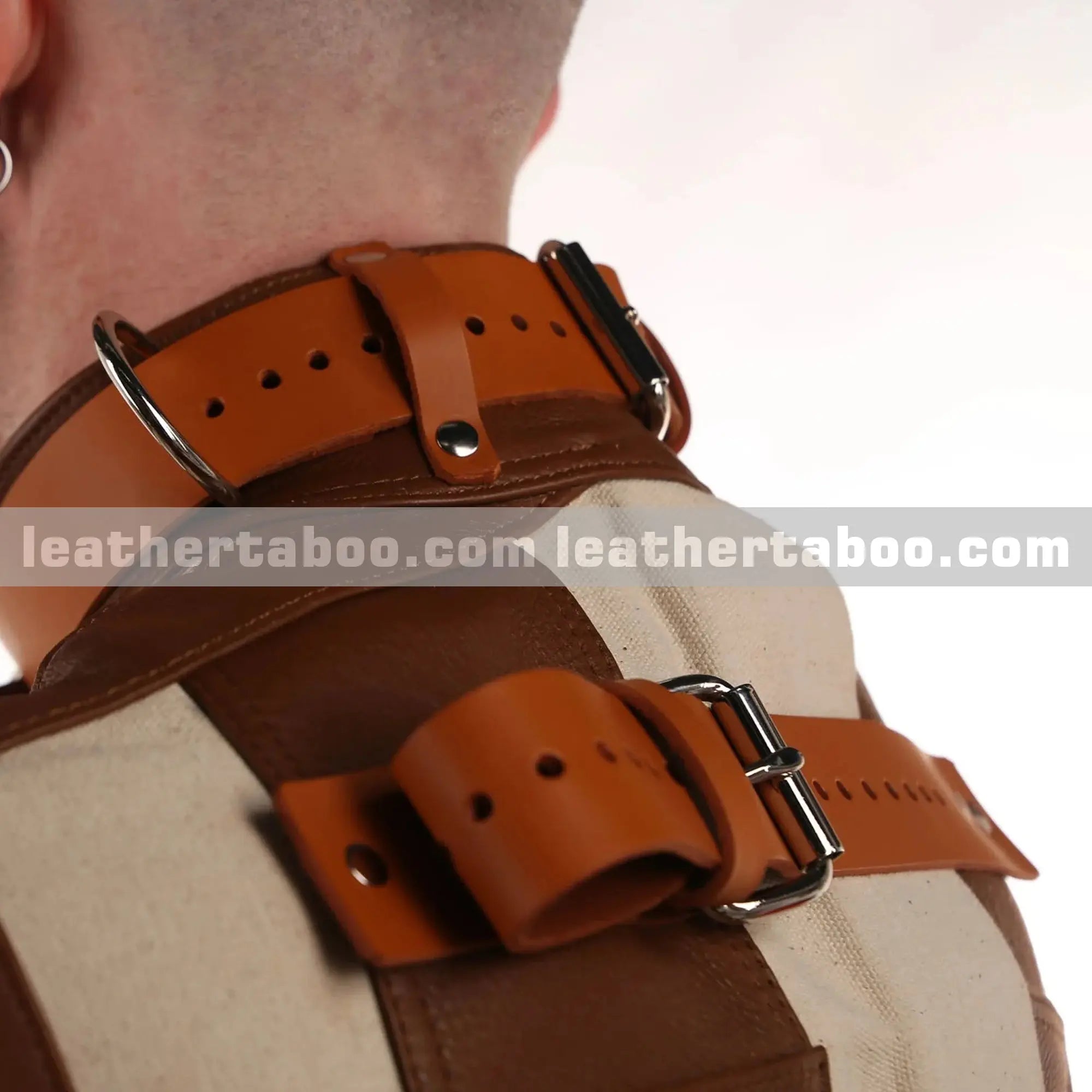 Premium Cowhide Leather Straitjacket – Durable Restraint Jacket with Adjustable Straps - Leather taboo