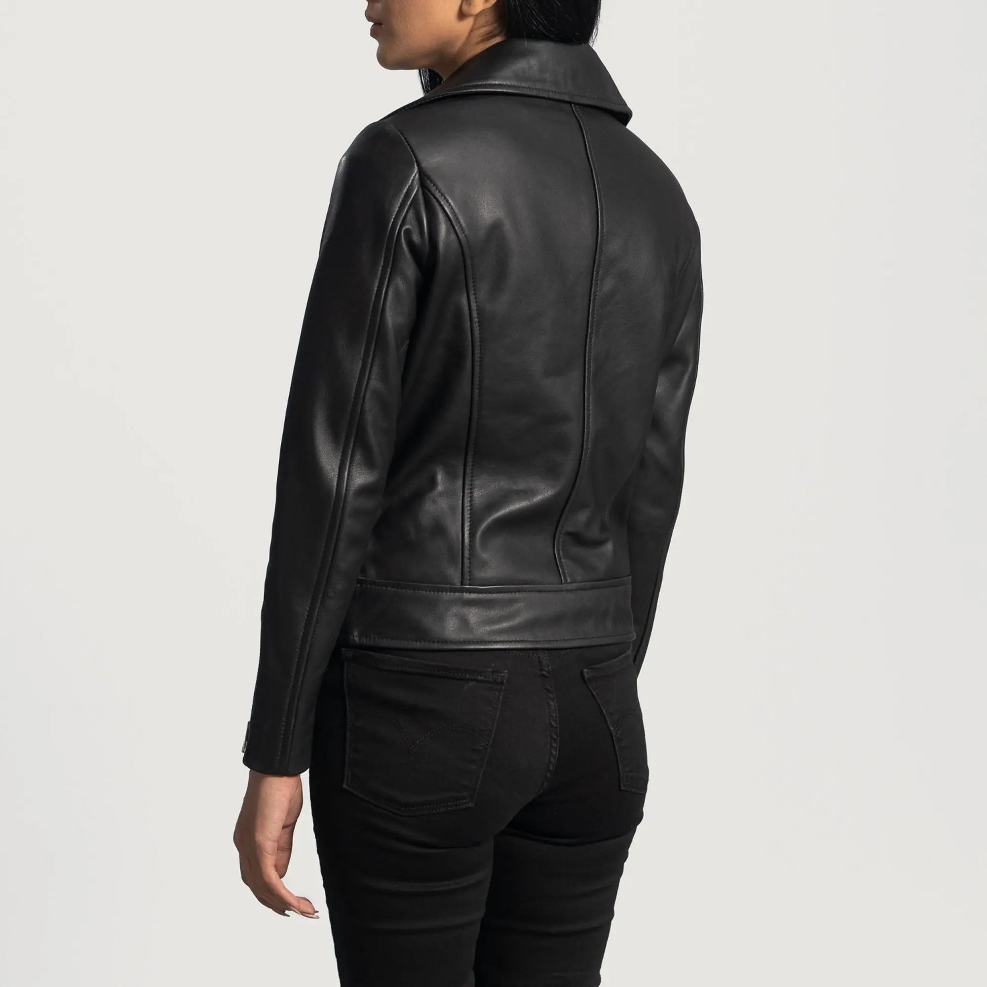Stylish black biker jacket crafted by Leather Taboo