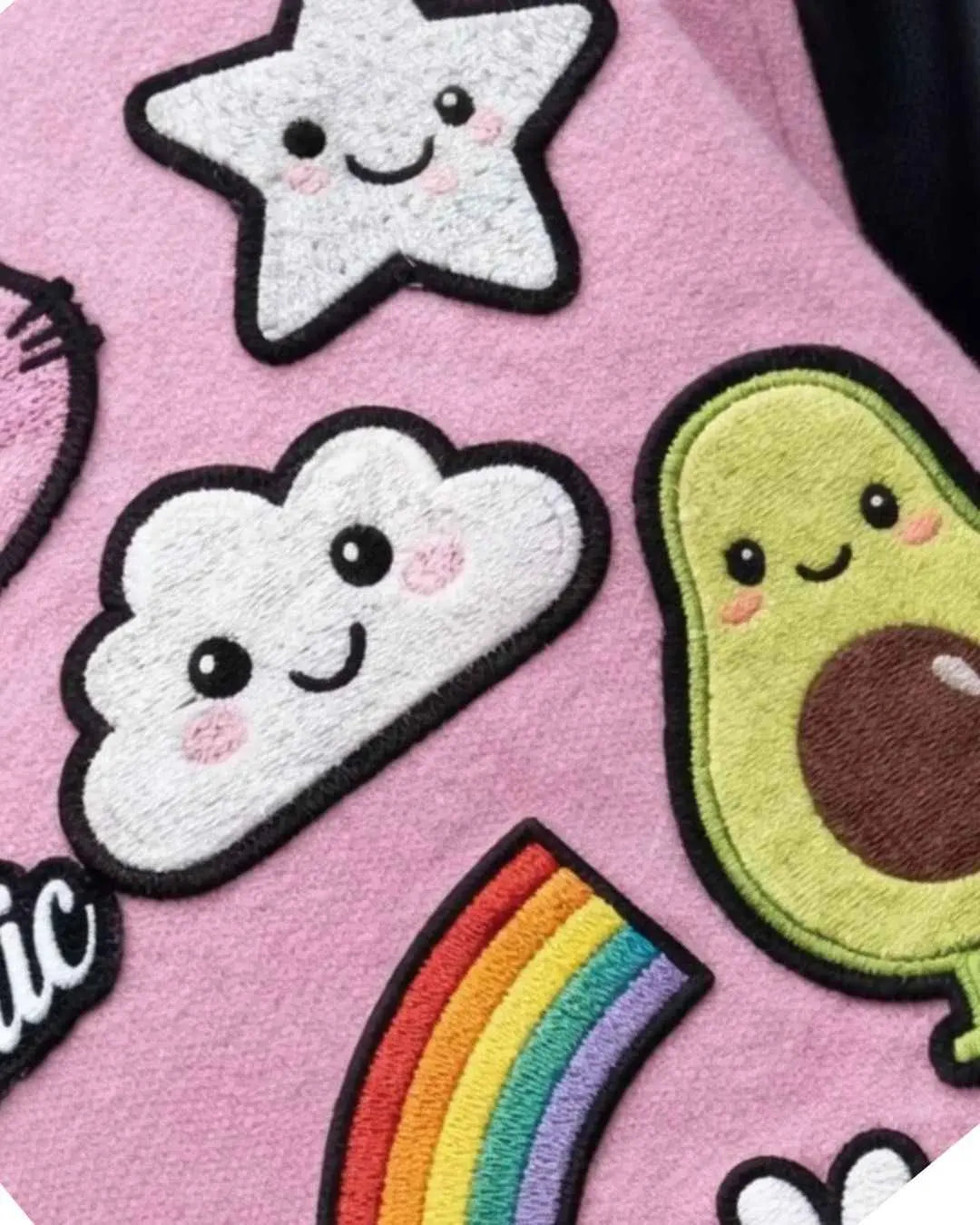 Pink Pop Cartoon Varsity Jacket