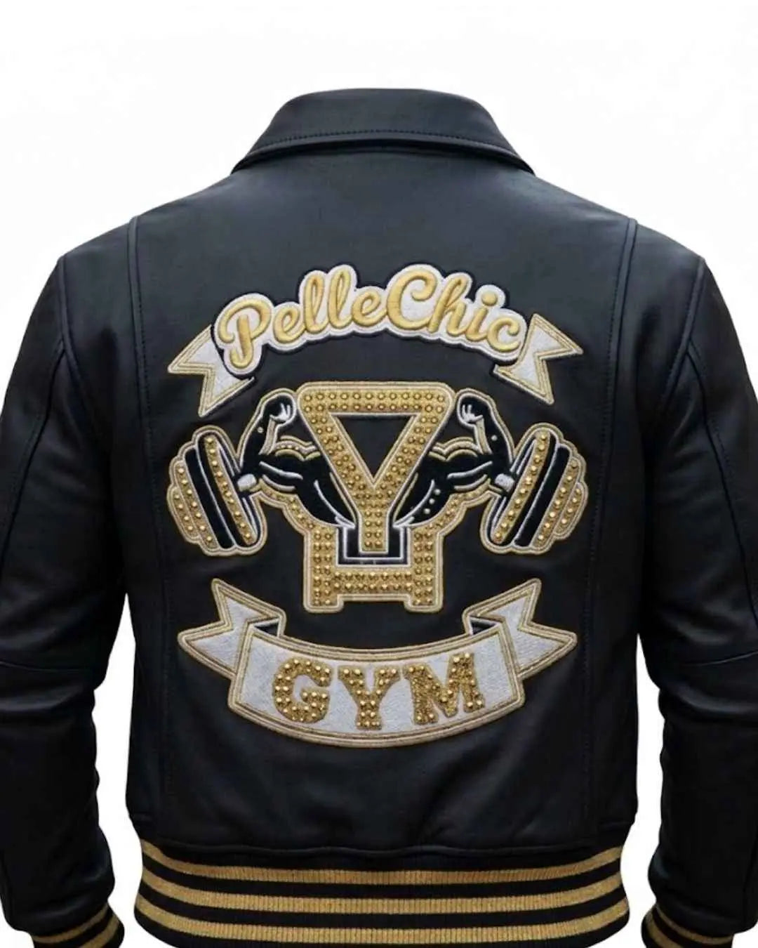 Pelle Chic โIron Dynastyโ Premium Leather Gym Bomber Jacket