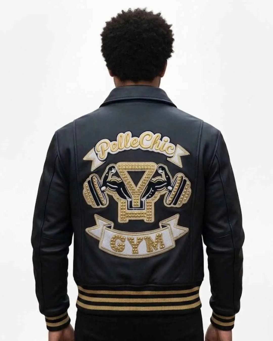 Pelle Chic โIron Dynastyโ Premium Leather Gym Bomber Jacket