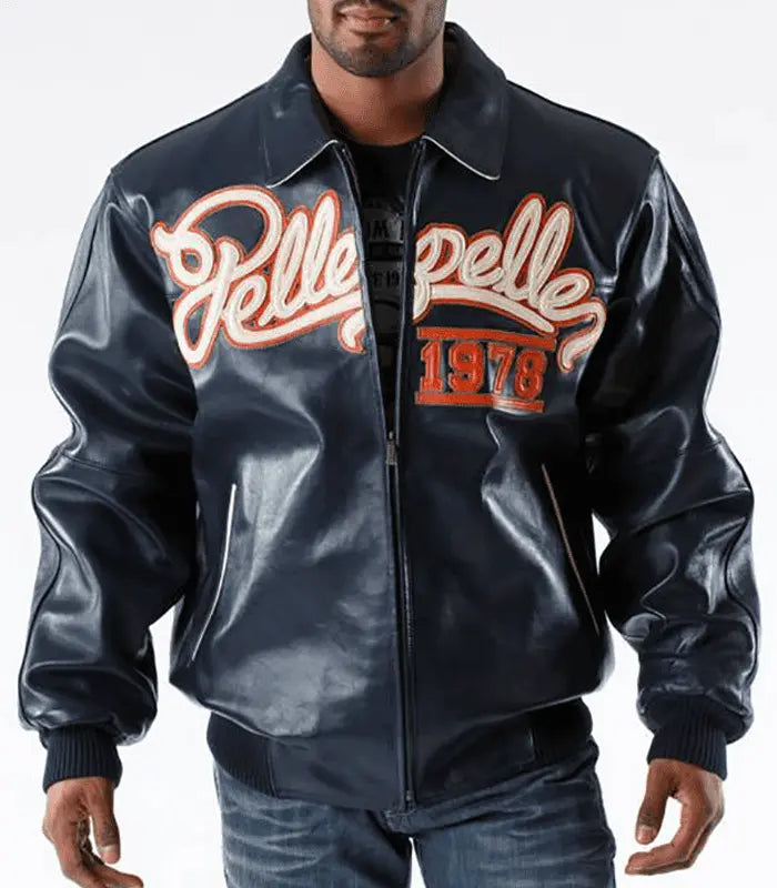 Vintage 35th Anniversary Pelle Pelle & Denim.co Blue Leather Jacket
