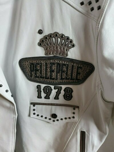 Men's White Pelle Pelle 1978 Studded Premium Cowhide Leather Jacket