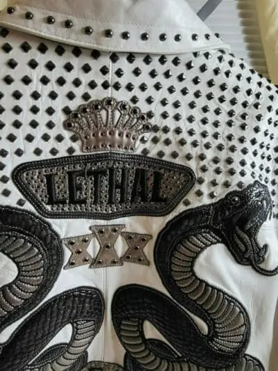 Men's White Pelle Pelle 1978 Studded Premium Cowhide Leather Jacket - Leather taboo