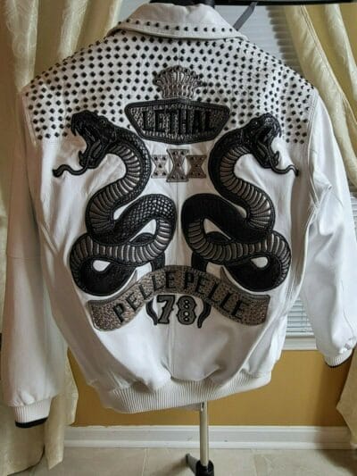 Men's White Pelle Pelle 1978 Studded Premium Cowhide Leather Jacket