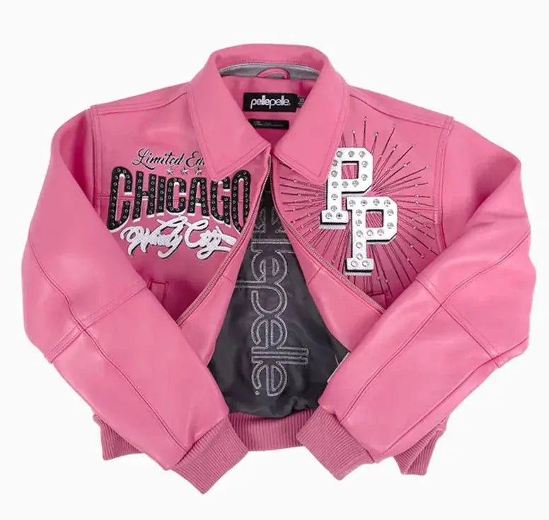 Women's X TB Windy City Pink Leather Jacket, side view