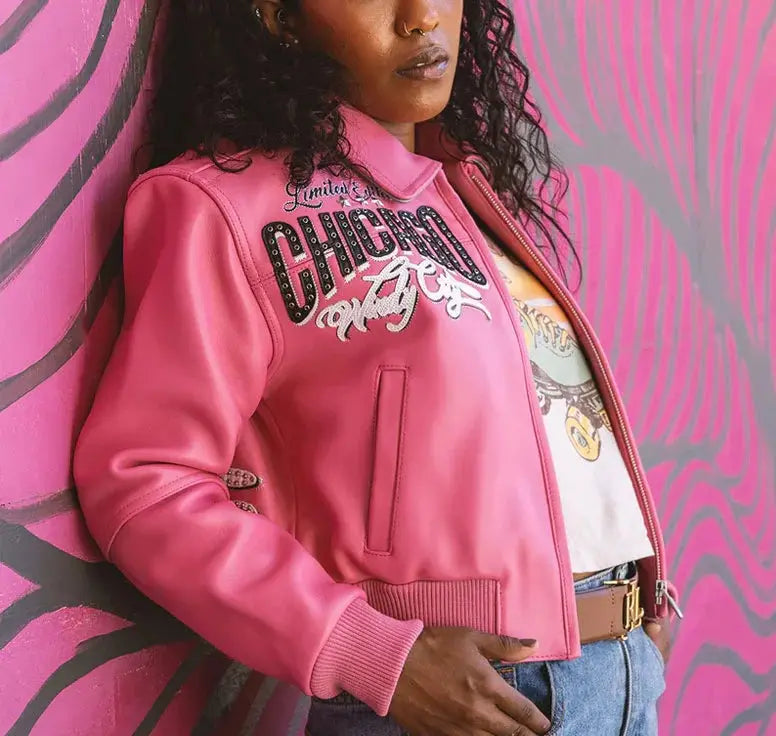 Women's Pelle Pelle X TB Windy City MB Pink Leather Jacket