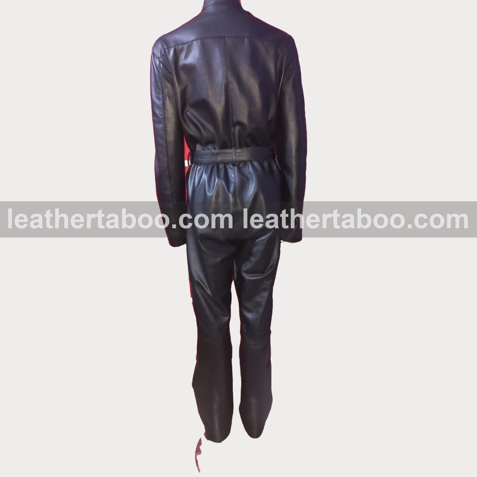 Women Genuine Leather Catsuit Black Leeder Overall Jumpsuit Sexy Bust - Leather taboo