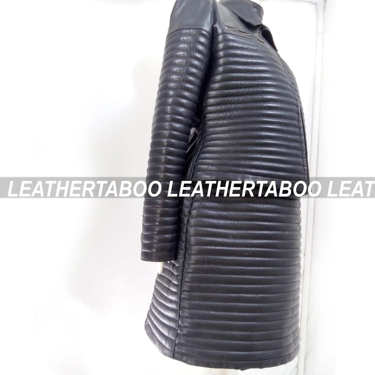 Women's Real Leather Quilted Mini Dress & Jacket Set – Bodycon Sleeveless Dress + Padded Jacket – Handmade Black Leather Outfit - Leather taboo