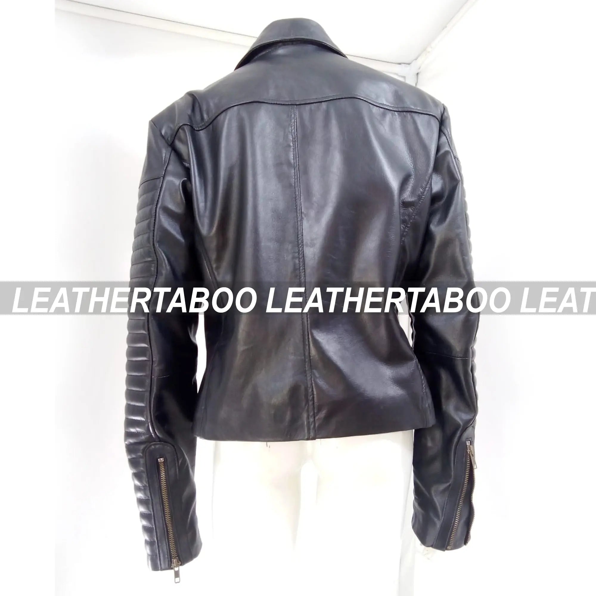 Women's Real Leather Quilted Mini Dress & Jacket Set – Bodycon Sleeveless Dress + Padded Jacket – Handmade Black Leather Outfit - Leather taboo