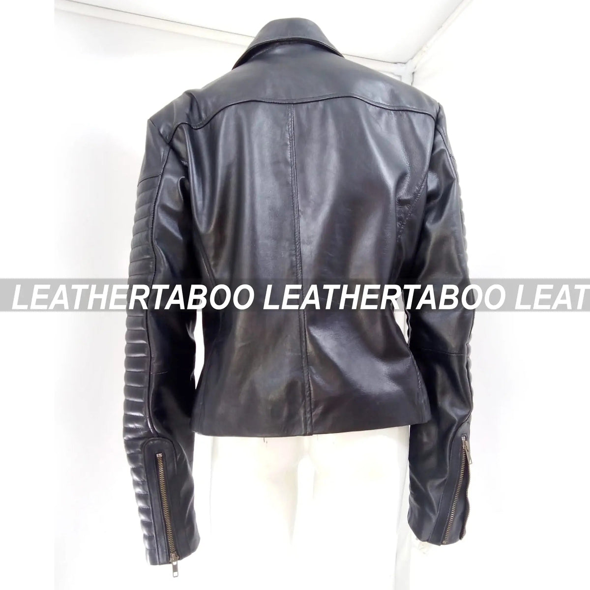Women's Real Leather Quilted Mini Dress & Jacket Set – Bodycon Sleeveless Dress + Padded Jacket – Handmade Black Leather Outfit - Leather taboo