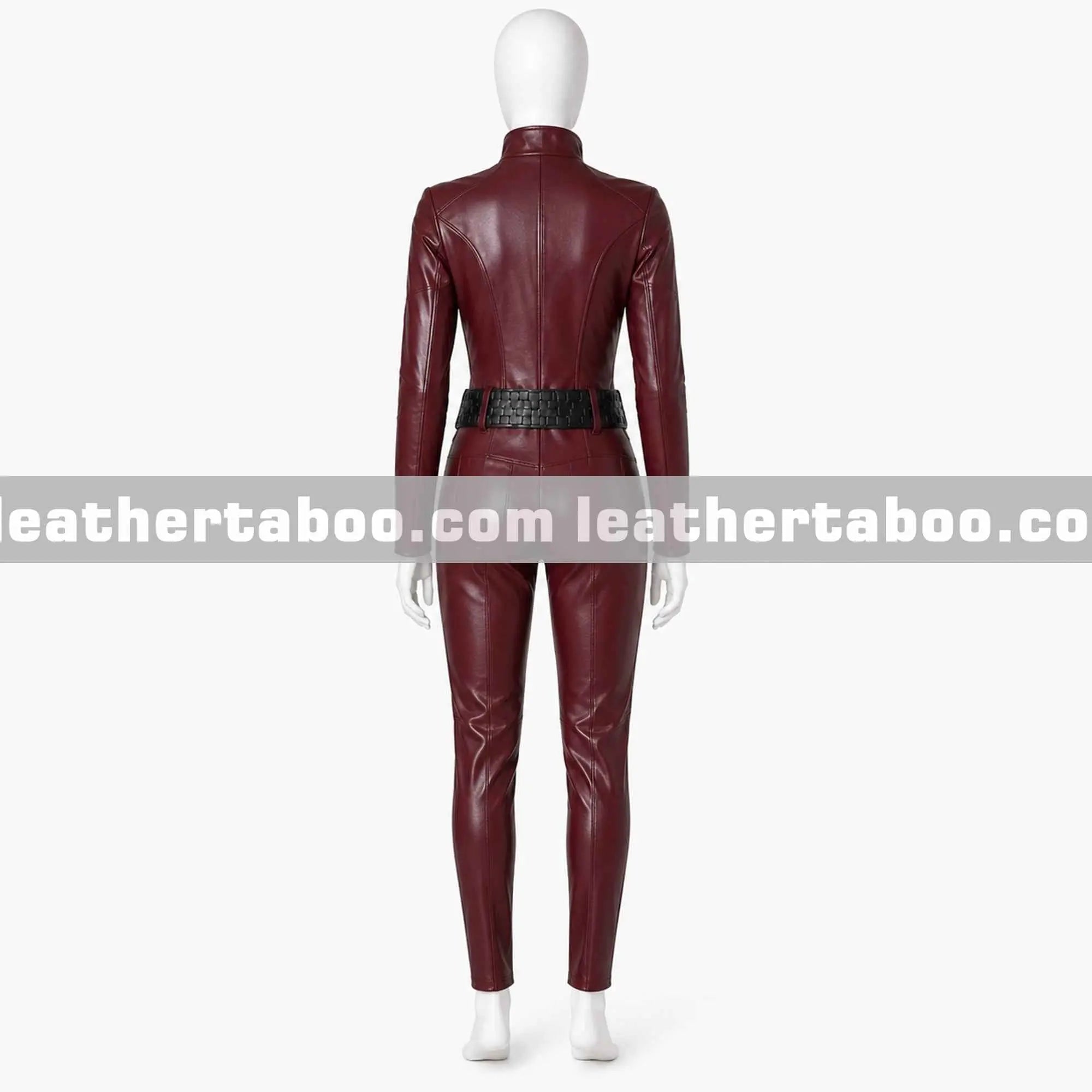 Women’s Maroon Genuine Leather Catsuit