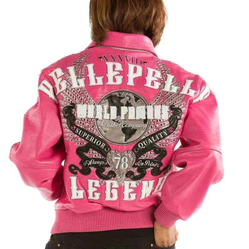 Women’s Pelle Pelle World Famous 1978 Studded Pink Leather Jacket