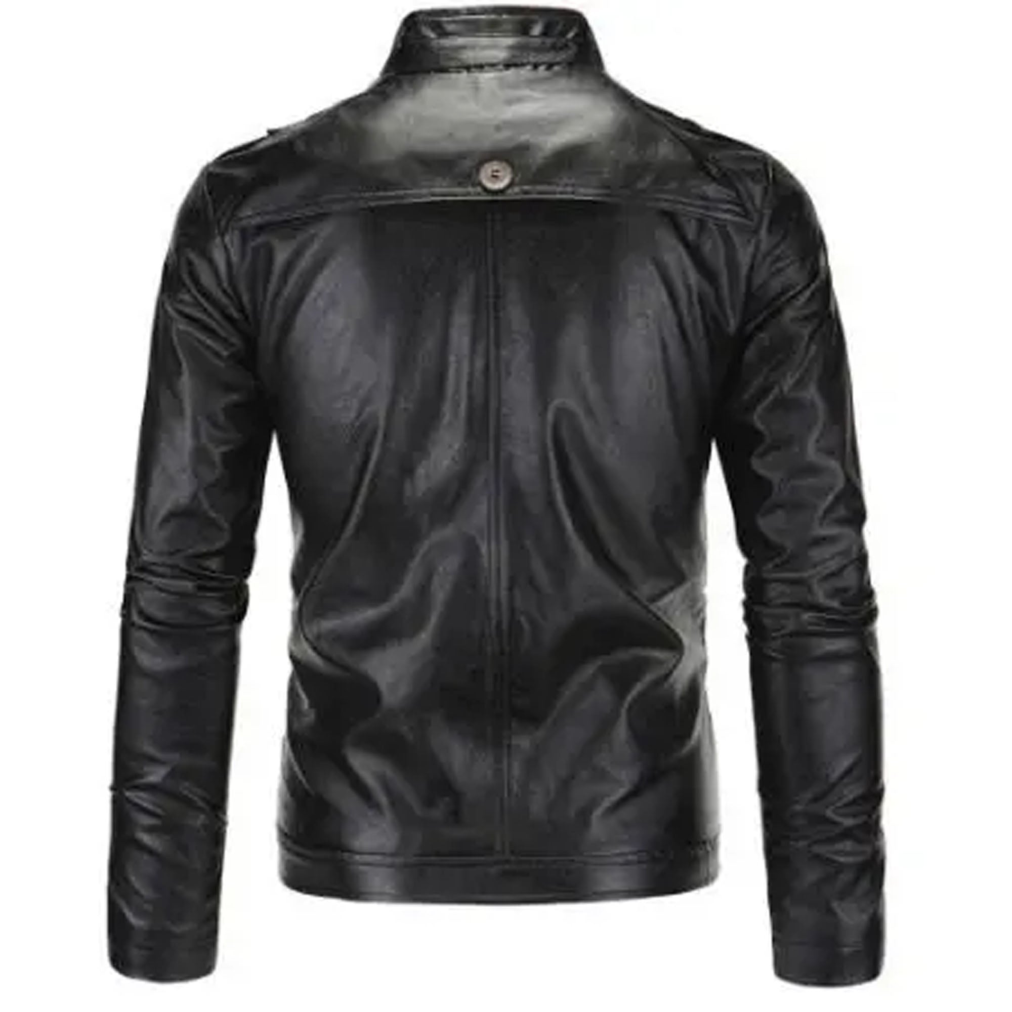 Women's black motorcycle leather jacket stylish look