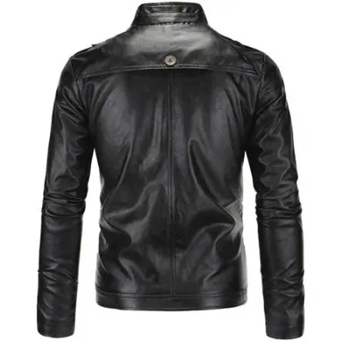 Women's black motorcycle leather jacket stylish look