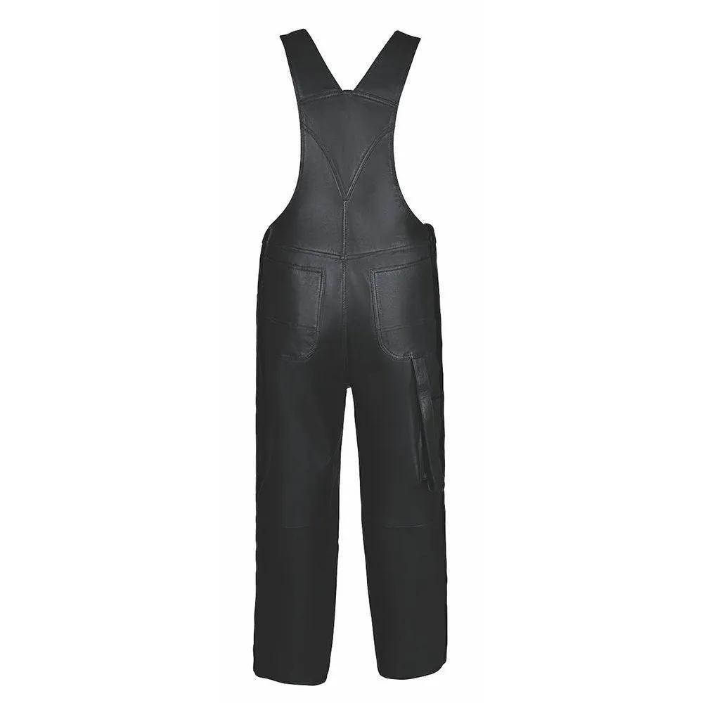 Man's Premium Sheepskin Leather Bib Overalls Pocket Style Jumpsuit