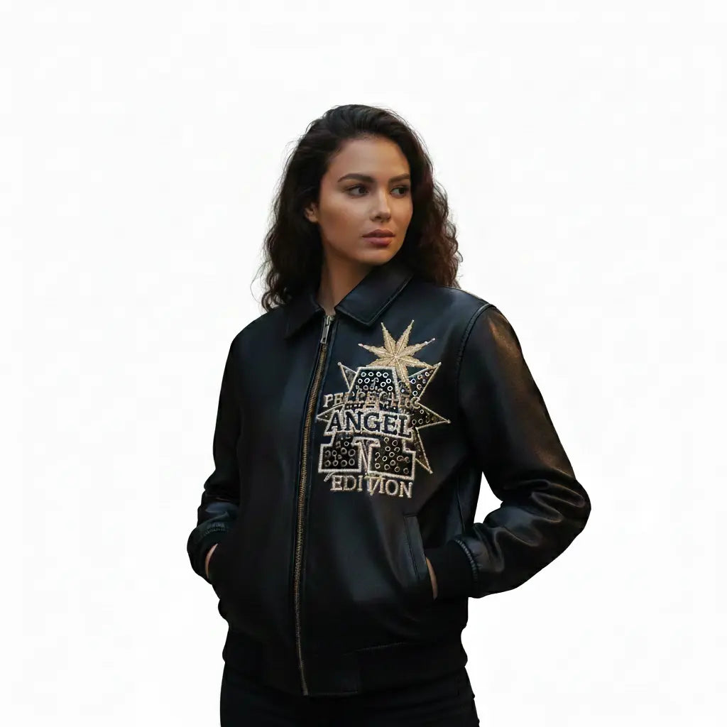 Pelle Chic โCelestial Angelโ | Hand-Embroidered Luxury Archive Jacket leathertaboo.com