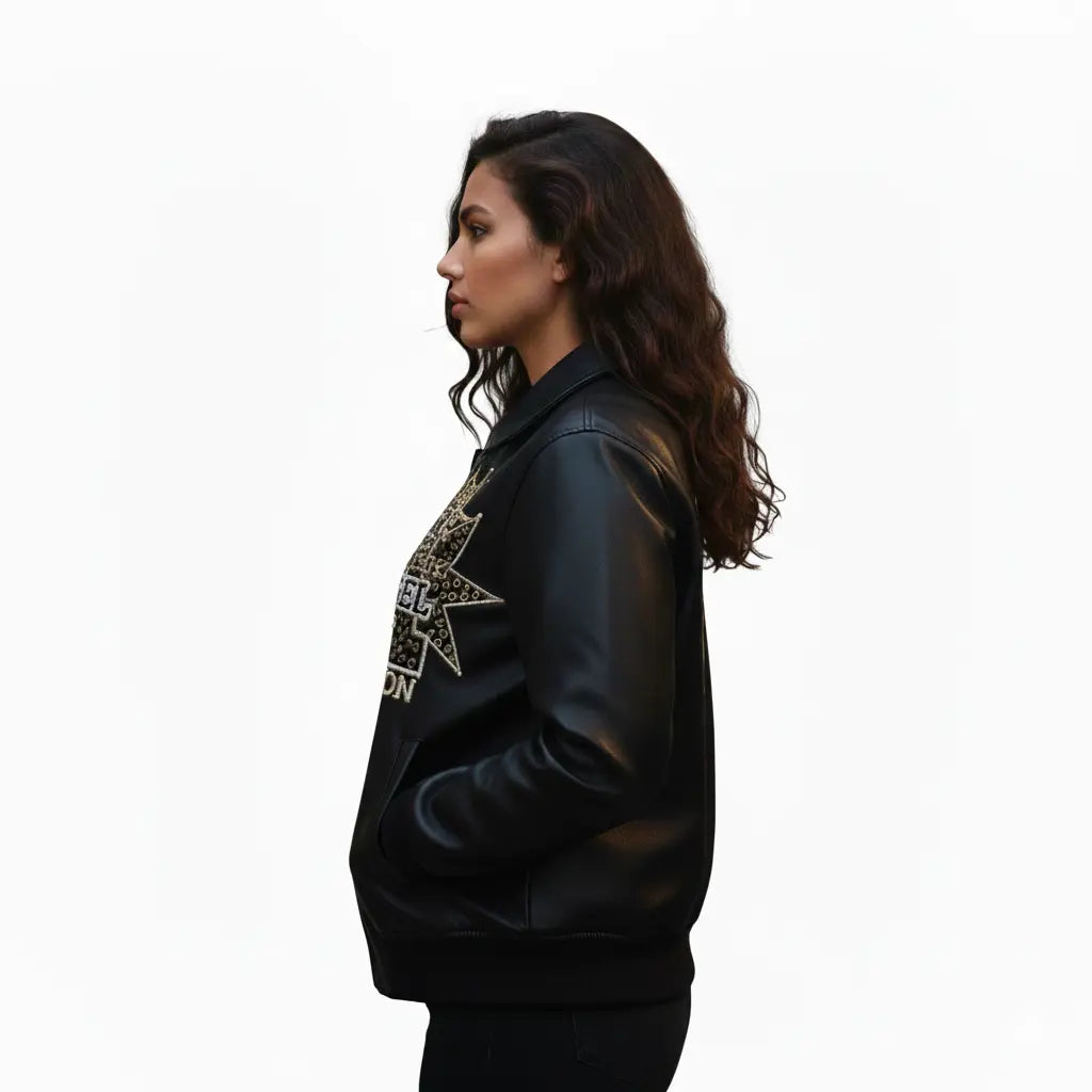 Pelle Chic “Celestial Angel” | Hand-Embroidered Luxury Archive Jacket leathertaboo.com