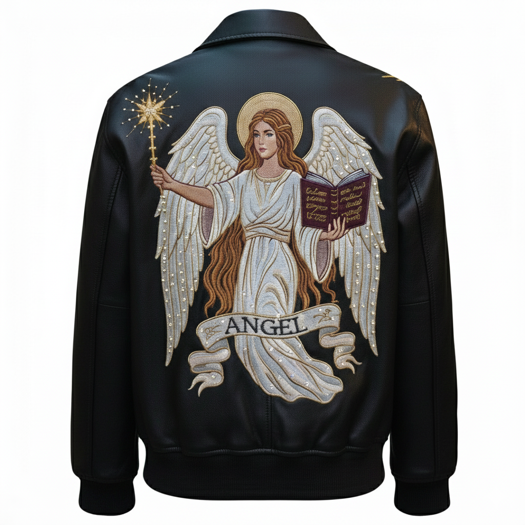 Pelle Chic “Celestial Angel” | Hand-Embroidered Luxury Archive Jacket leathertaboo.com