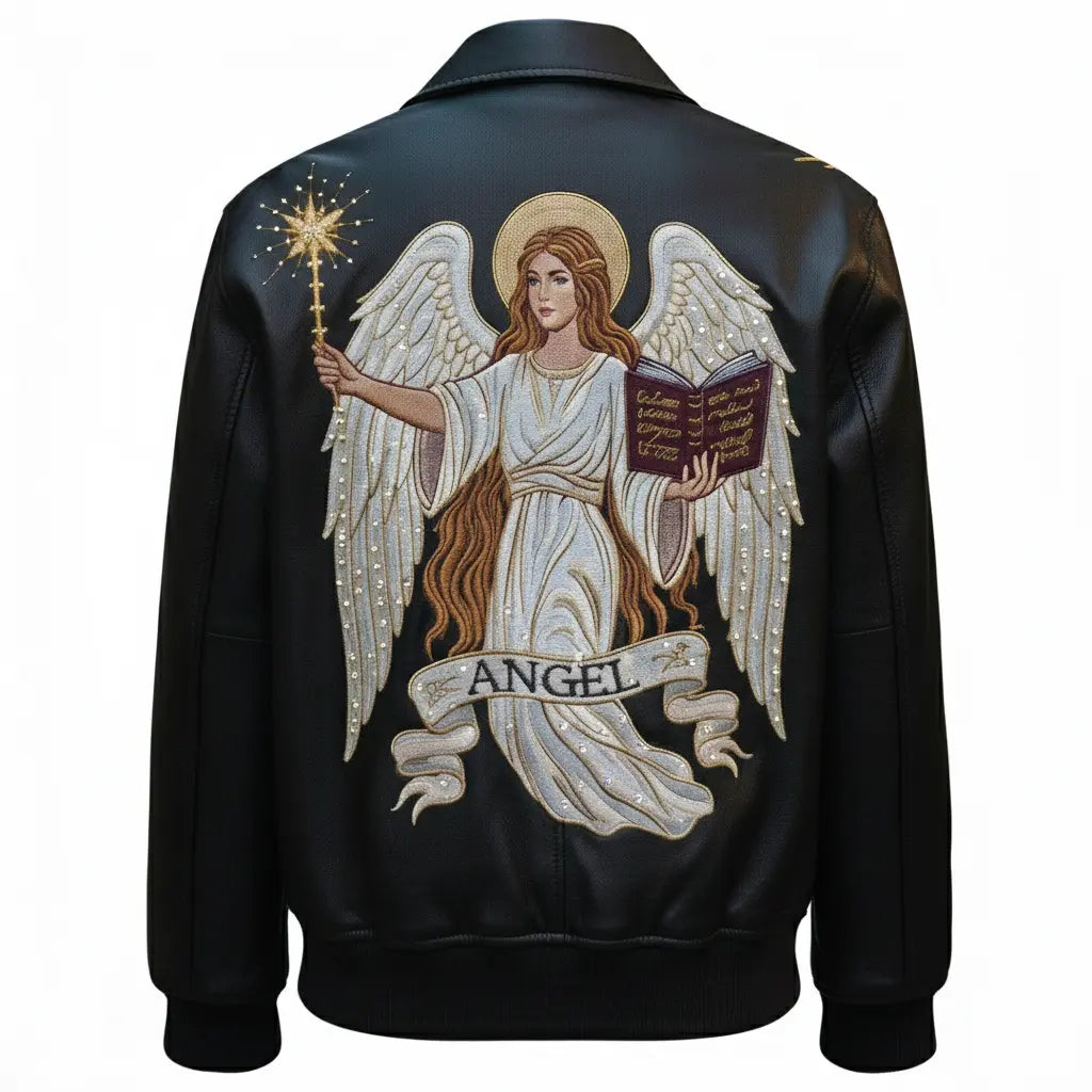 Pelle Chic โCelestial Angelโ | Hand-Embroidered Luxury Archive Jacket leathertaboo.com