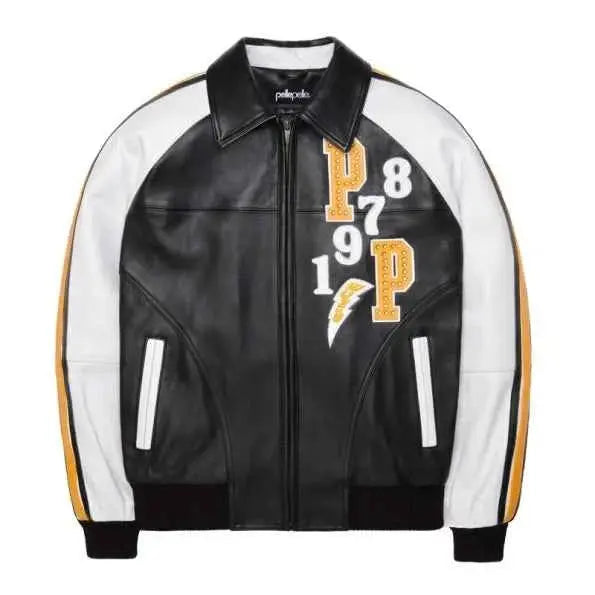 Vintage Club Tiger Black Leather Jacket, back view