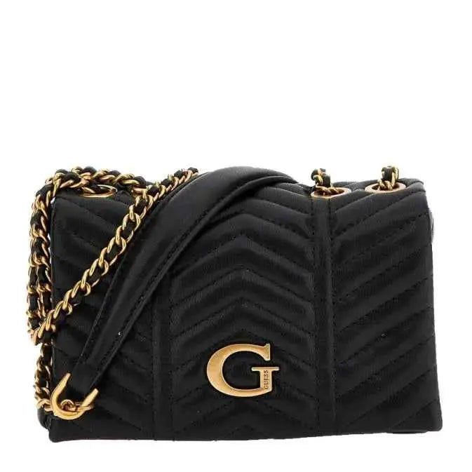 Lovide Black Chevron Quilted Cross-Body Bag
