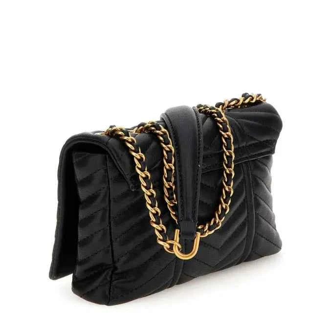 Lovide Black Chevron Quilted Cross-Body Bag