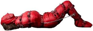 RED Leather BDSM Sleep Sack Extreme Bondage Bag Sensory Deprivation Hood